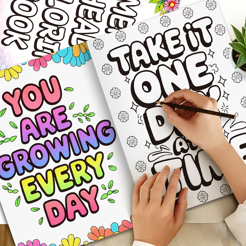 Mental Health Wellness Quotes - 32 Pages Happy Mind Coloring Book